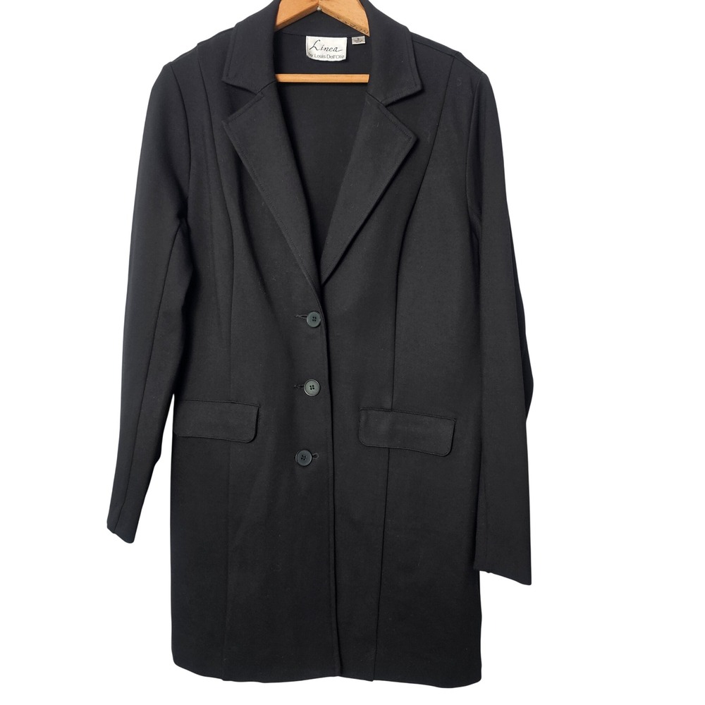 Linea Louis Dell'Olio Womens Longline Ponte Blazer 8 Black Stretch Minimalist